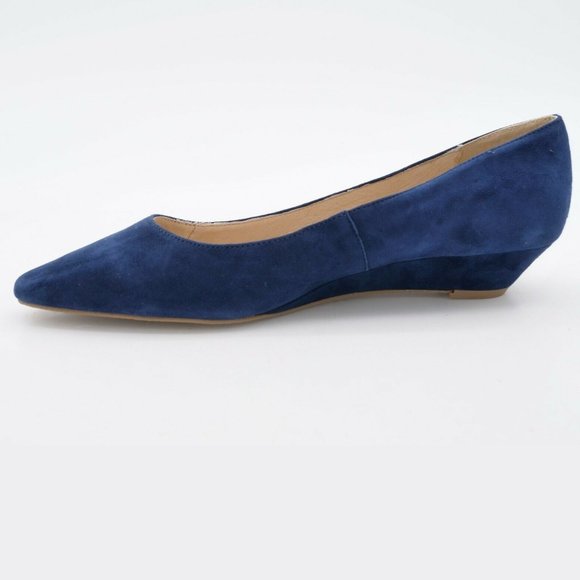 Jack Rogers Womens 9 M Midnight Laina Blue Suede Slip On Pointy Wedge Pumps - Picture 5 of 10